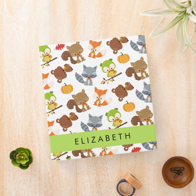 Woodland Animals, Forest Animals, Your Name 3 Ring Binder (In Situ)