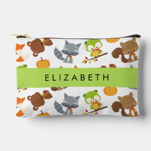 Woodland Animals, Forest Animals, Your Name Accessory Pouch