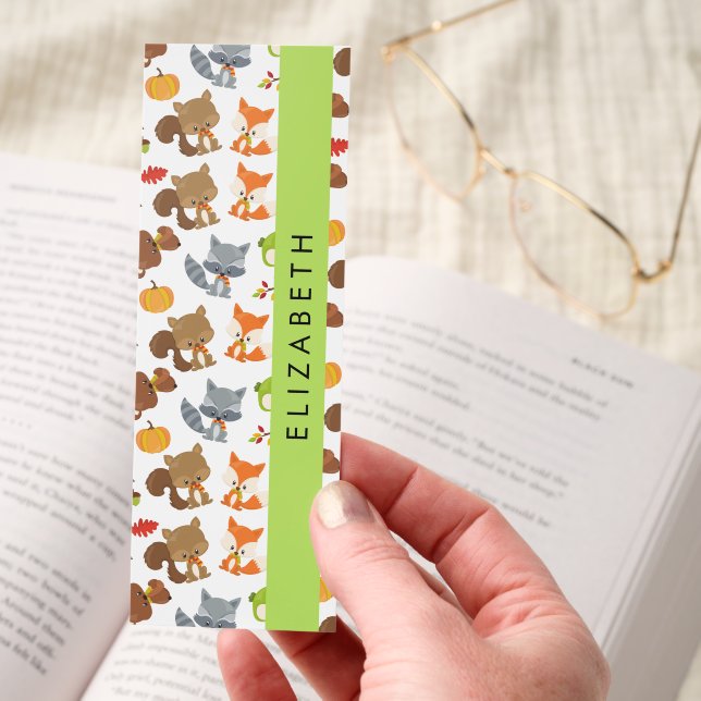 Woodland Animals, Forest Animals, Your Name Bookmarks (Hand)