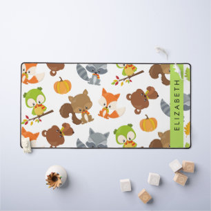 Woodland Animals, Forest Animals, Your Name Desk Mat
