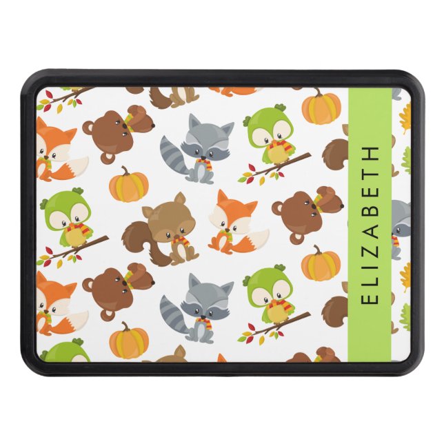 Woodland Animals, Forest Animals, Your Name Hitch Cover (Front)