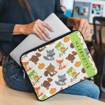 Woodland Animals, Forest Animals, Your Name Laptop Sleeve<br><div class="desc">Cute,  fun and adorable pattern with woodland animals,  pumpkins and leaves. Modern and trendy gift,  perfect for the animal lover in your life. Personalize by adding your name,  nickname,  monogram or initials.</div>