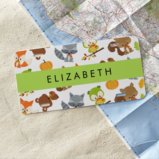 Woodland Animals, Forest Animals, Your Name License Plate (In Situ)