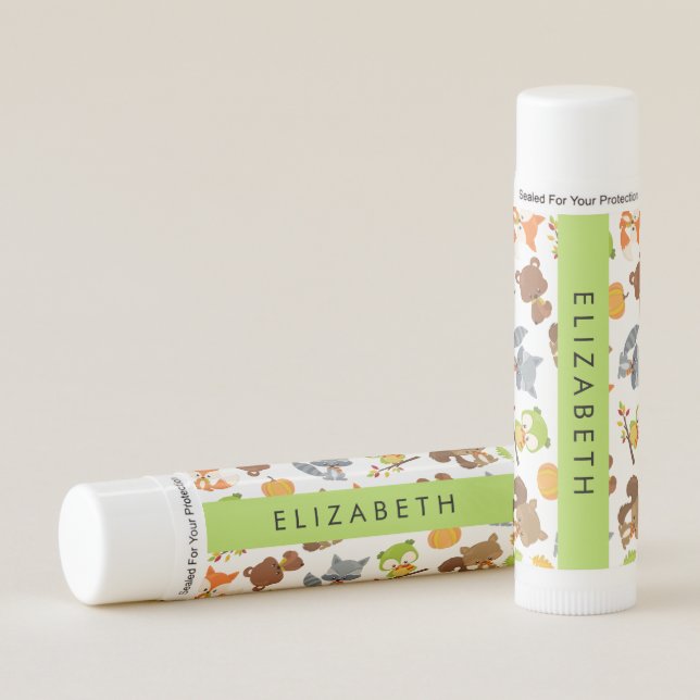 Woodland Animals, Forest Animals, Your Name Lip Balm (Front)