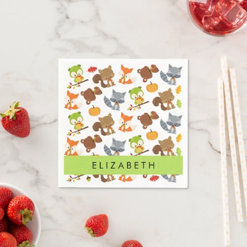 Woodland Animals Forest Animals Your Name Napkins