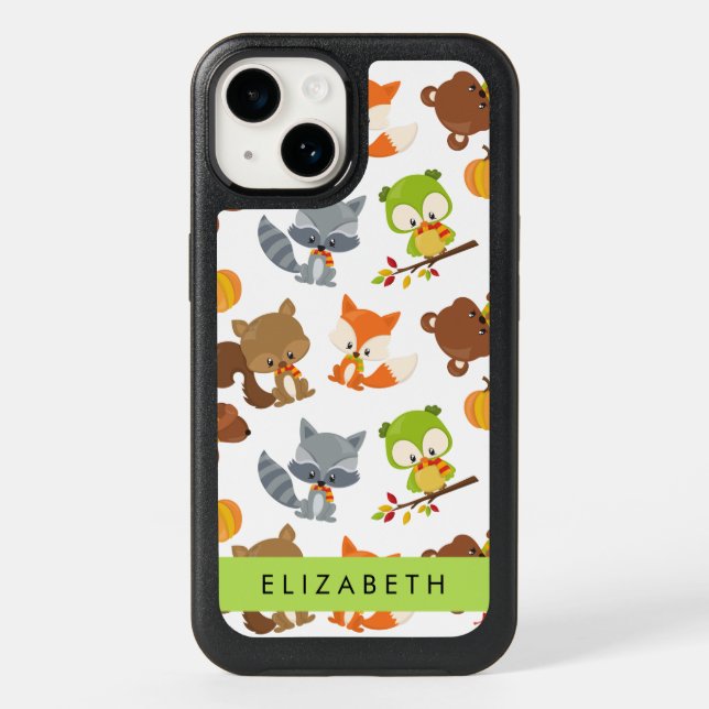 Woodland Animals, Forest Animals, Your Name Otterbox iPhone Case (Back)