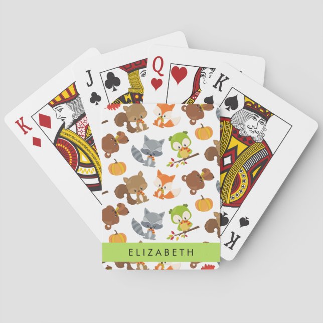 Woodland Animals, Forest Animals, Your Name Poker Cards (Back)
