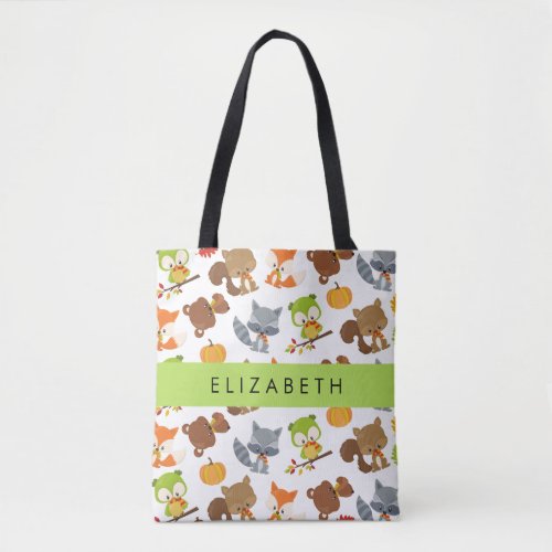 Woodland Animals Forest Animals Your Name Tote Bag