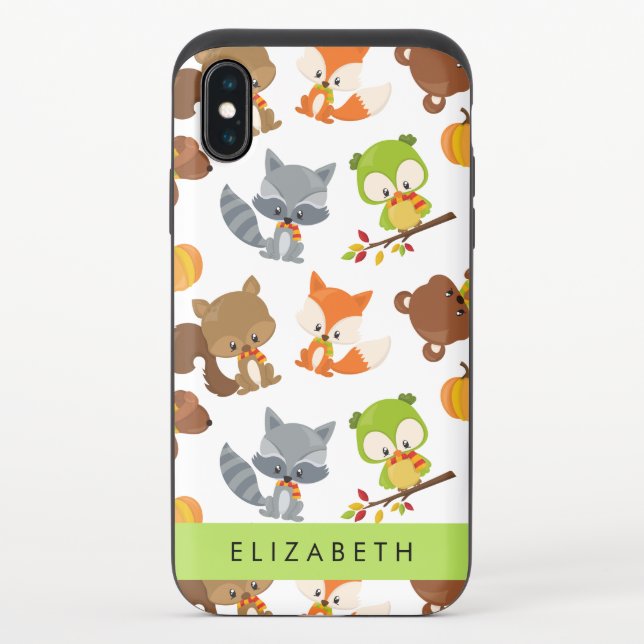 Woodland Animals, Forest Animals, Your Name Uncommon iPhone Case (Back)