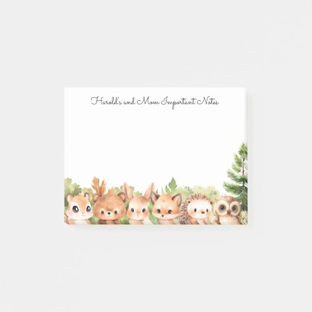 Woodland Animals Forest Baby and Mom Post-it Notes (Front)