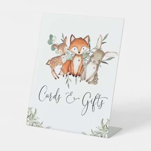 Woodland Animals Forest Baby Shower Cards And Gift Pedestal Sign