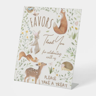 Woodland Animals Forest Baby Shower Favors Sign