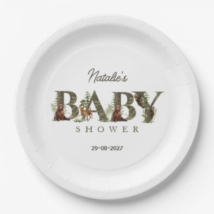 Woodland Animals Forest Baby Shower Paper Plates