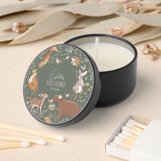 Woodland Animals Forest Baby Shower Thank Favors Mini Candle Favors (Insitu)
