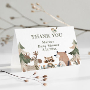 Woodland animals Forest Baby shower Thank you Card