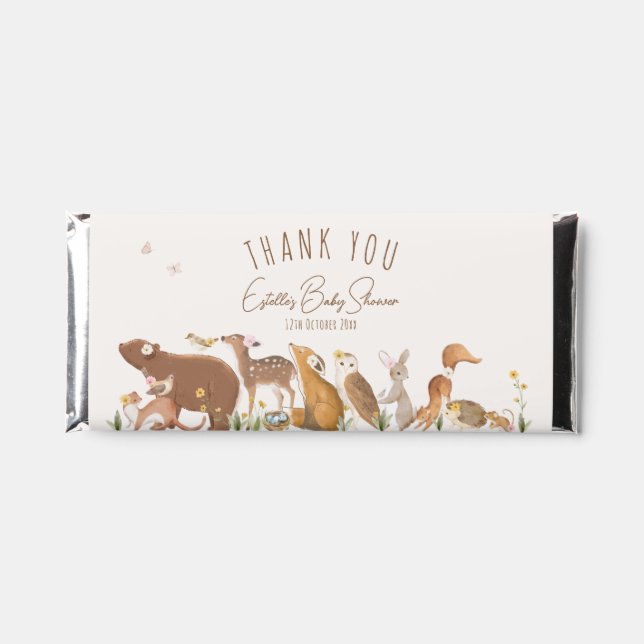 Woodland Animals Forest Baby Shower Thank You Hershey Bar Favors (Front)