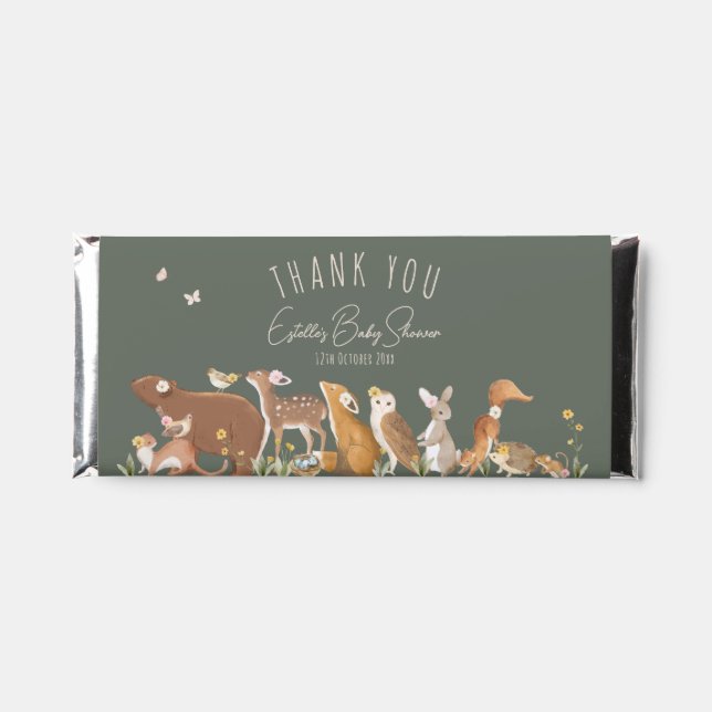 Woodland Animals Forest Baby Shower Thank You Hershey Bar Favors (Front)