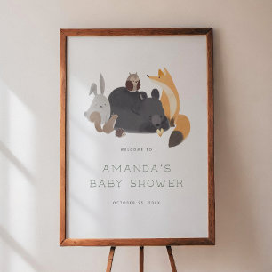 Woodland Animals Forest Baby Shower Welcome Sign