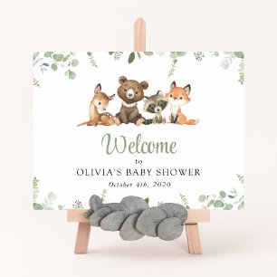 Woodland Animals, Forest, Baby Shower Welcome Sign