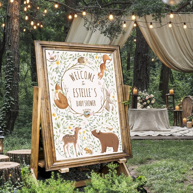 Woodland Animals Forest Baby Shower Welcome Sign (Creator Uploaded)