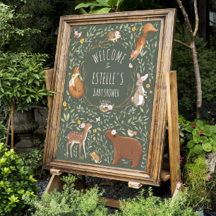 Woodland Animals Forest Baby Shower Welcome Sign