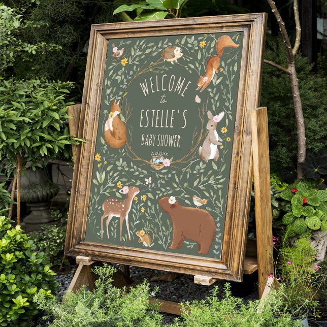 Woodland Animals Forest Baby Shower Welcome Sign (Creator Uploaded)