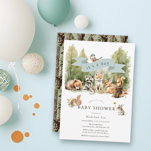 Woodland Animals Forest Boy Baby Shower