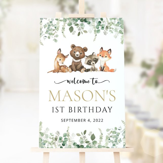 Woodland Animals, Forest, First Birthday Welcome Foam Board (Creator Uploaded)