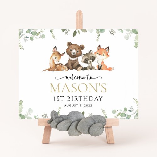 Woodland Animals Forest First Birthday Welcome Sign