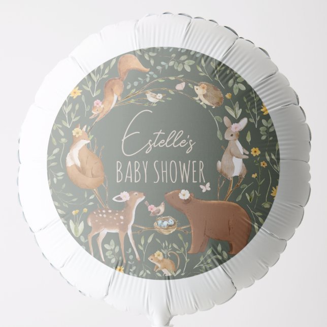 Woodland Animals Forest Friends Baby Shower Balloon (Front)