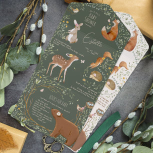 Woodland Animals Forest Friends Baby Shower Books All In One Invitation
