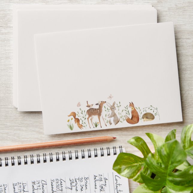 Woodland Animals Forest Friends Baby Shower Envelope (Stacked)