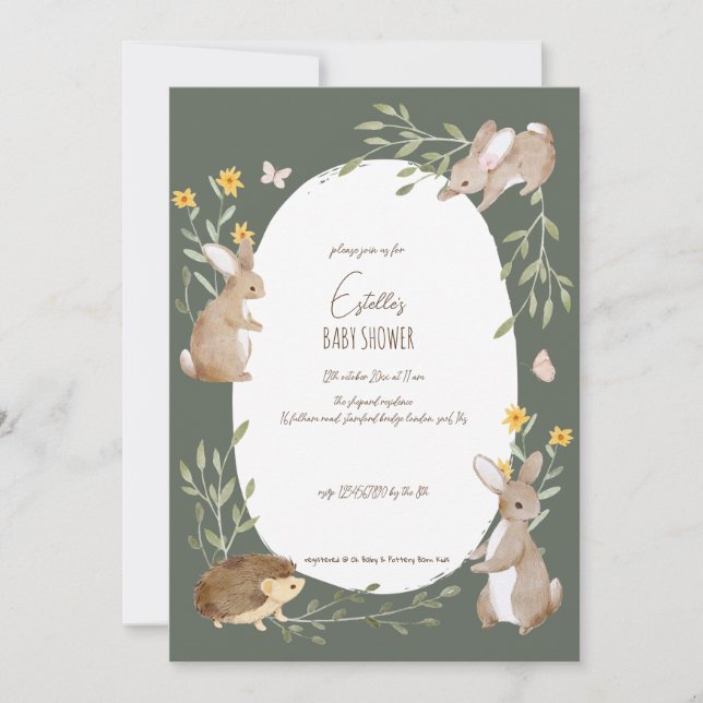 Woodland Animals Forest Friends Baby Shower Invitation (Front)