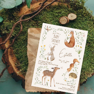 Woodland Animals Forest Friends Baby Shower Invitation