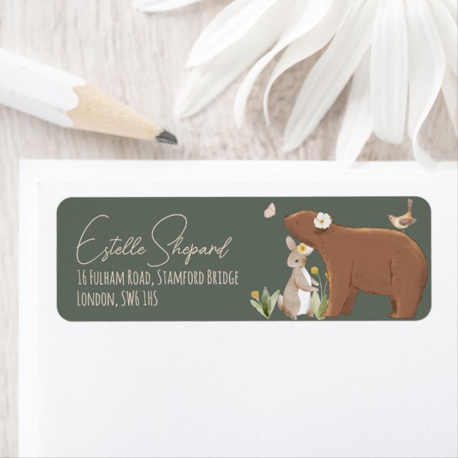 Woodland Animals Forest Friends Baby Shower Label (Insitu)