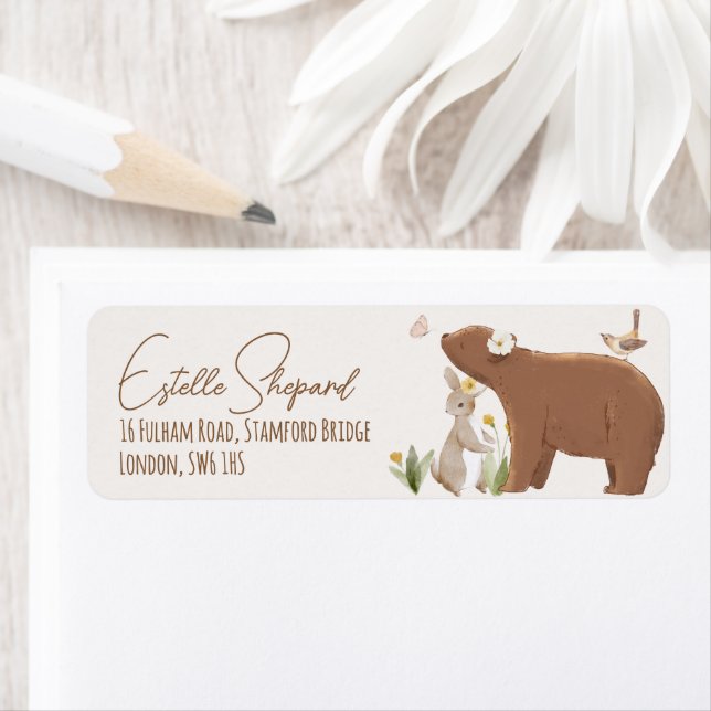 Woodland Animals Forest Friends Baby Shower Label (Insitu)