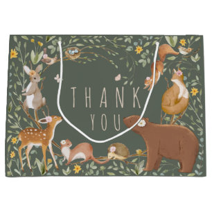 Woodland Animals Forest Friends Baby Shower Large Gift Bag