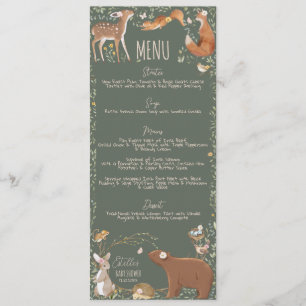 Woodland Animals Forest Friends Baby Shower Menu