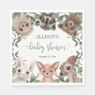 Woodland animals forest friends baby shower napkins