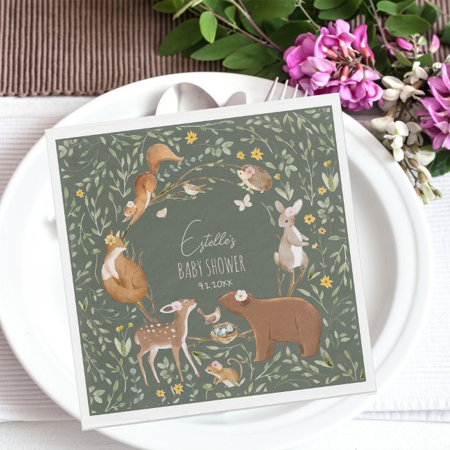Woodland Animals Forest Friends Baby Shower Napkins (Creator Uploaded)