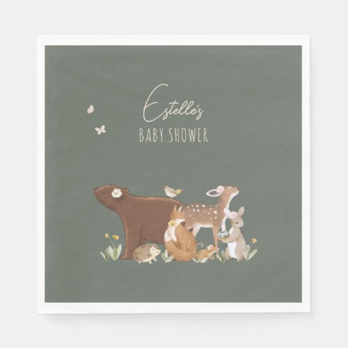Woodland Animals Forest Friends Baby Shower Napkins