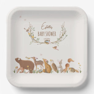 Woodland Animals Forest Friends Baby Shower Paper Plates