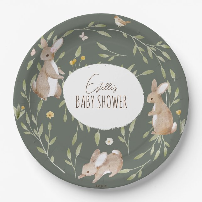 Woodland Animals Forest Friends Baby Shower Paper Plates (Front)