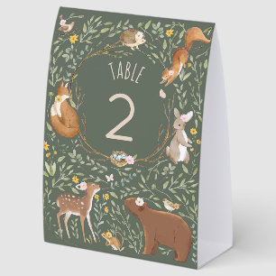 Woodland Animals Forest Friends Baby Shower  Paper Table Tent