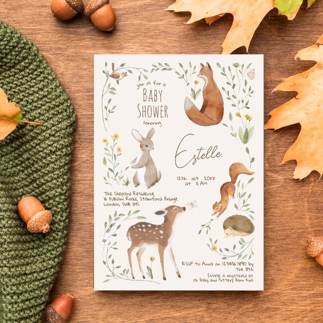Woodland Animals Forest Friends Baby Shower Postcard (Creator Uploaded)