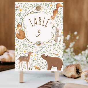 Woodland Animals Forest Friends Baby Shower  Table Number
