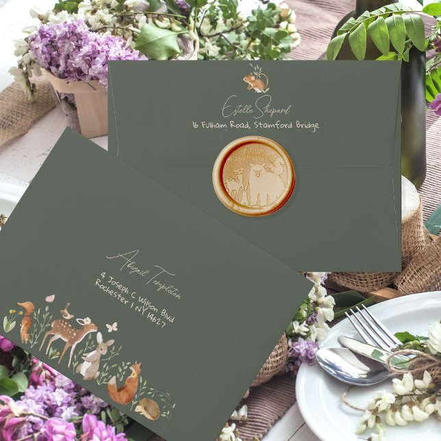 Woodland Animals Forest Friends Baby Shower Wax Seal Sticker (Creator Uploaded)