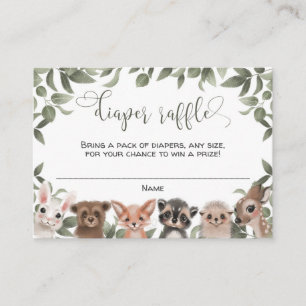Woodland animals forest friends diaper raffle enclosure card