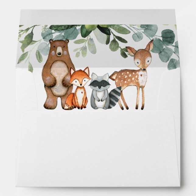 Woodland animals forest friends envelopes 5x7 card (Back (Bottom))