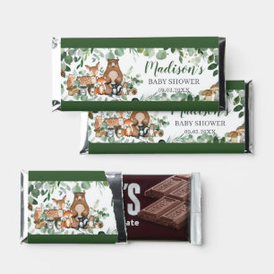 Woodland Animals Forest Green Greenery Baby Shower Hershey Bar Favors